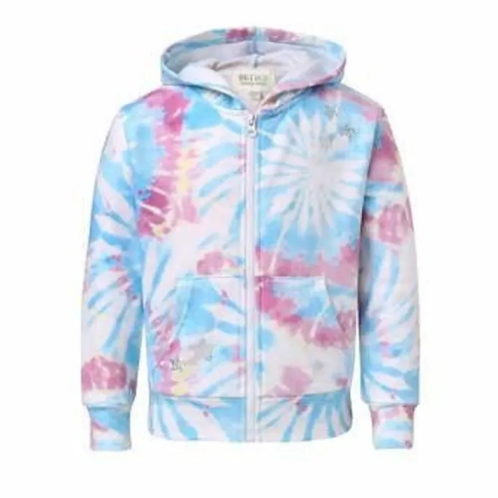 NEW! Butter Youth Girls 2-piece Set Multi Tie Dye Hoodie Zip Jacket and Shorts - Picture 3 of 5